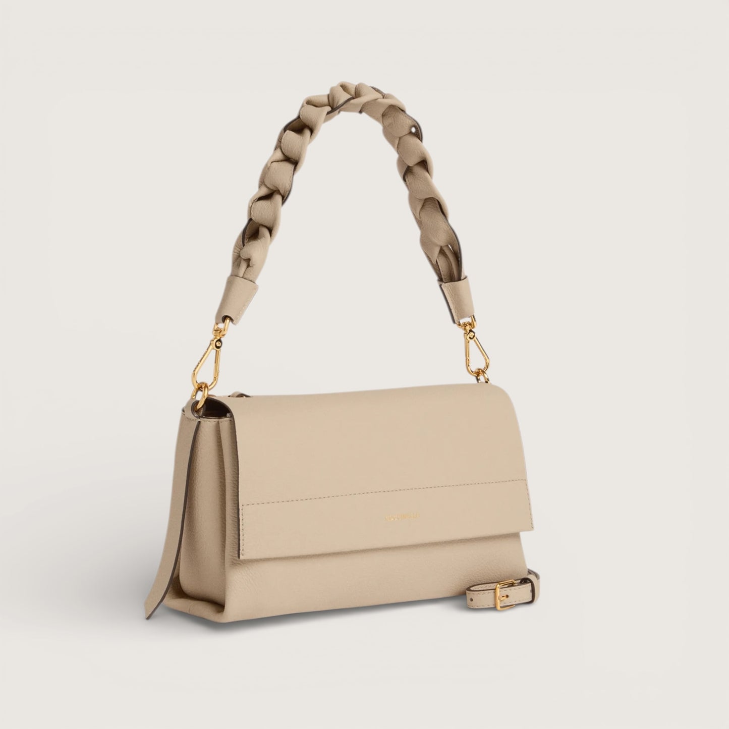 Бежева італійська шкіряна жіноча сумка Coccinelle Boheme Small Grana Double E1 M50 12 01 01 700