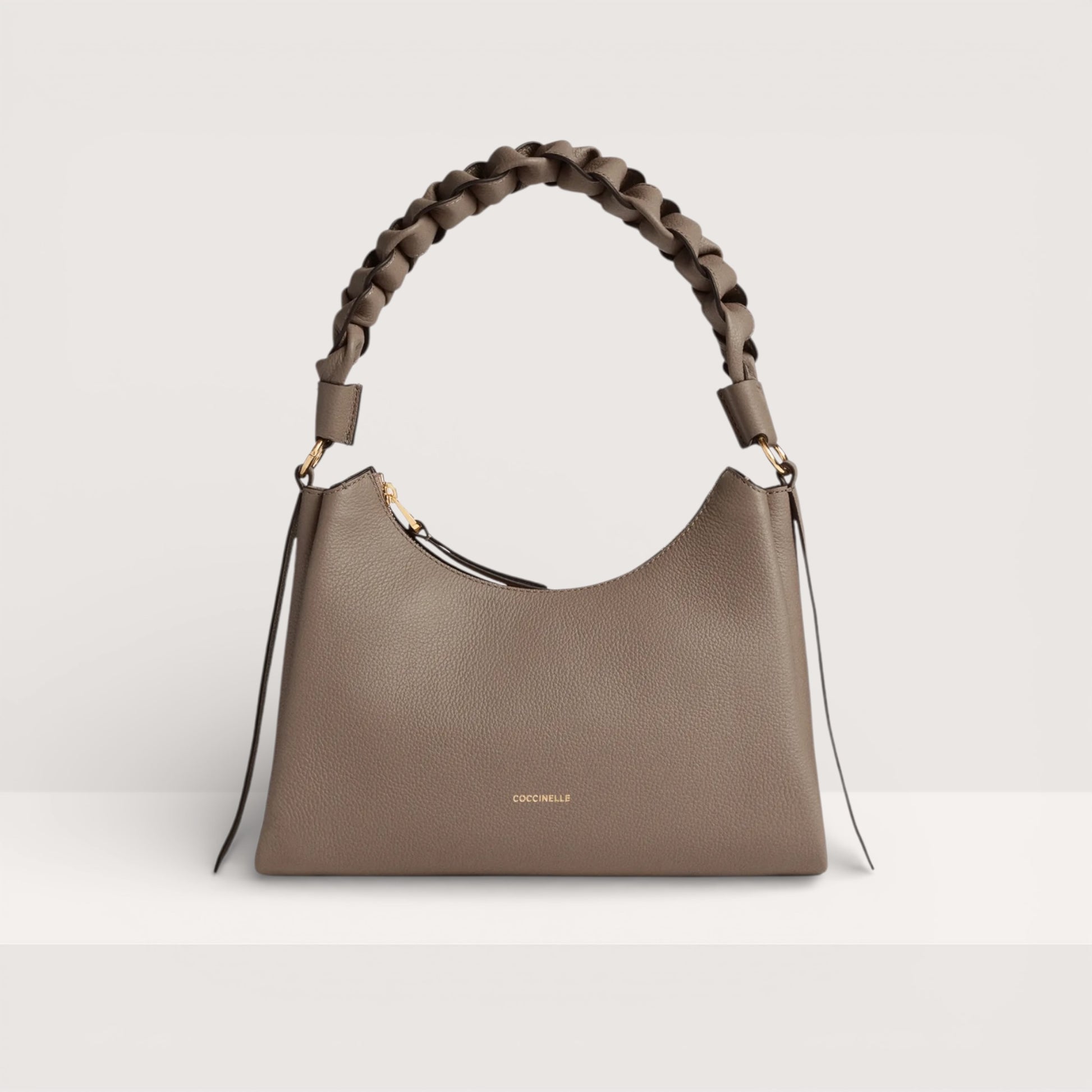 Італійська шкіряна жіноча сумка Coccinelle Boheme Small Grana Double E1 M50 13 03 01 352 кольору тауп