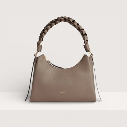 Італійська шкіряна жіноча сумка Coccinelle Boheme Small Grana Double E1 M50 13 03 01 352 кольору тауп