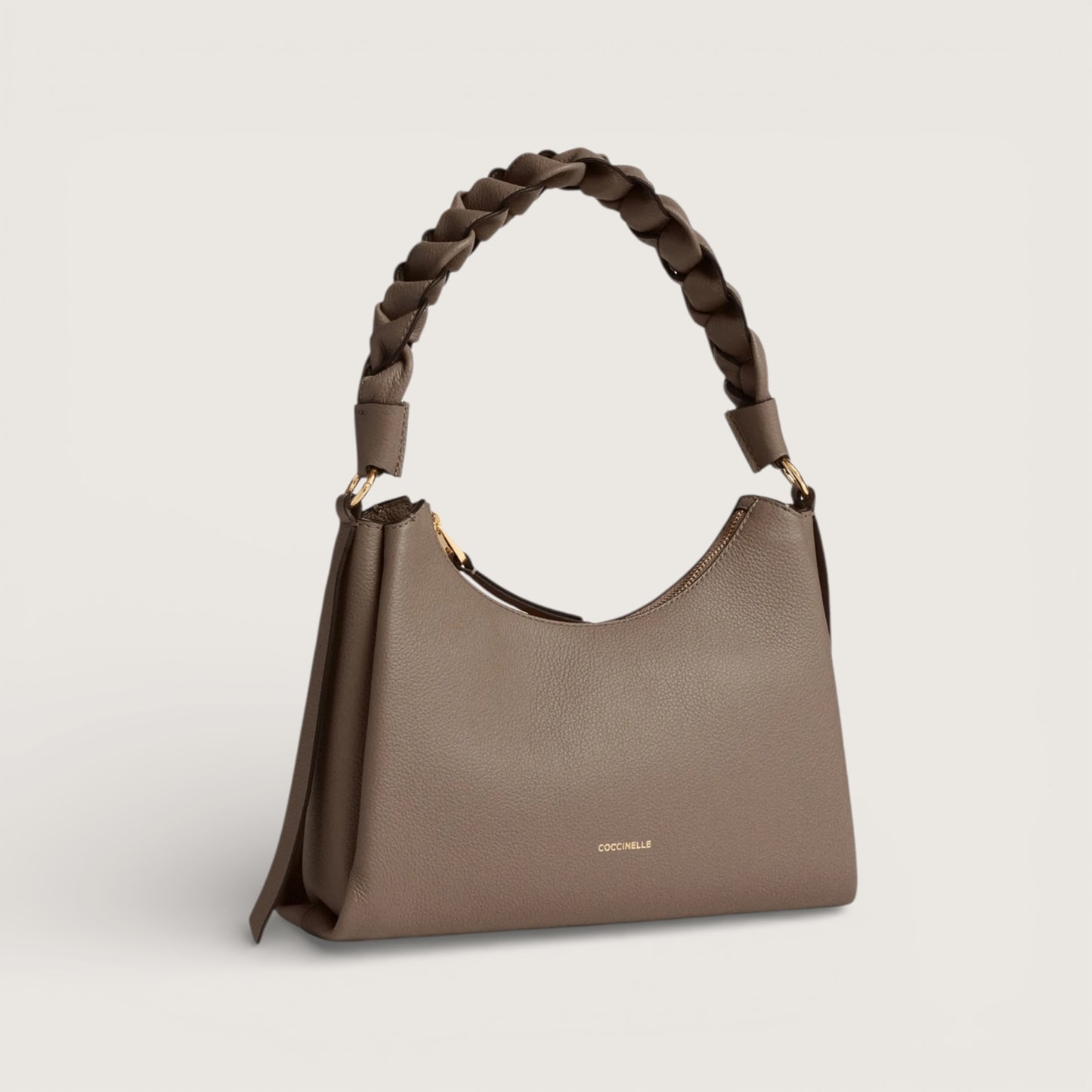 Італійська шкіряна жіноча сумка Coccinelle Boheme Small Grana Double E1 M50 13 03 01 352 кольору тауп