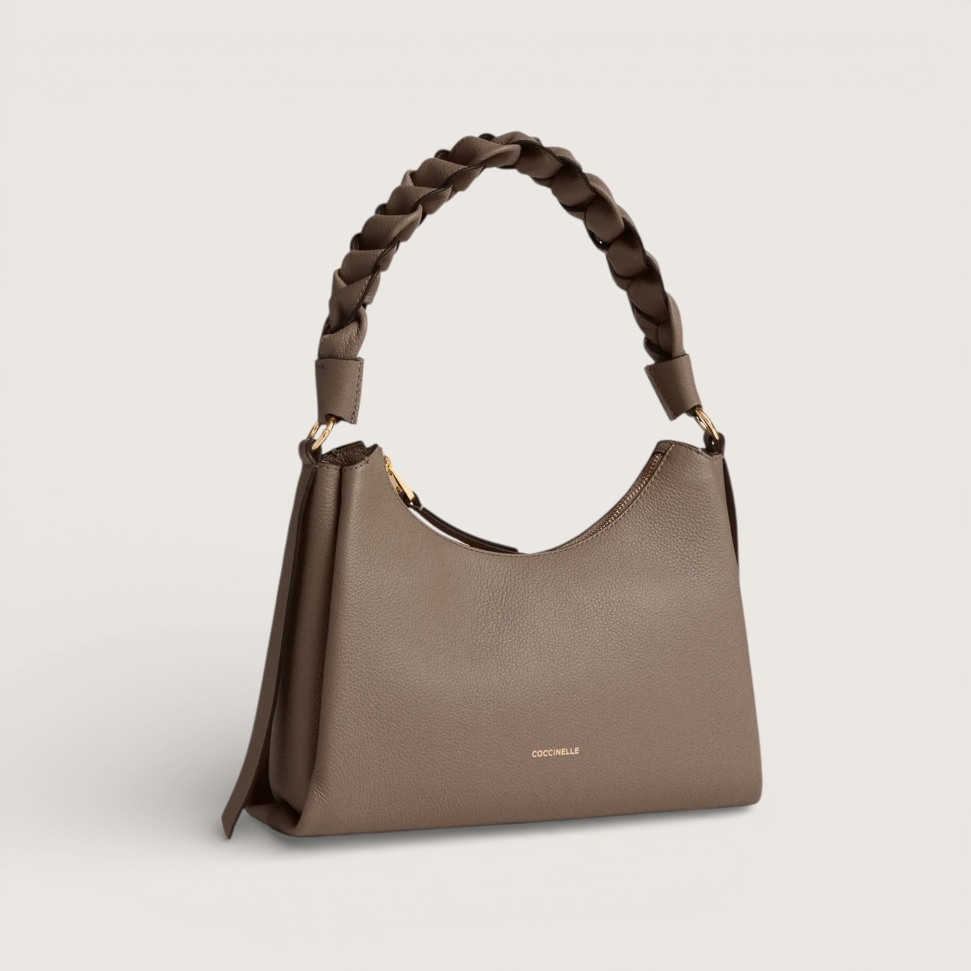 Італійська шкіряна жіноча сумка Coccinelle Boheme Small Grana Double E1 M50 13 03 01 352 кольору тауп