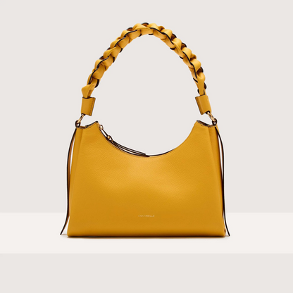 Жовта італійська шкіряна жіноча сумка Coccinelle Boheme Small Grana Double E1 M50 13 03 01 581
