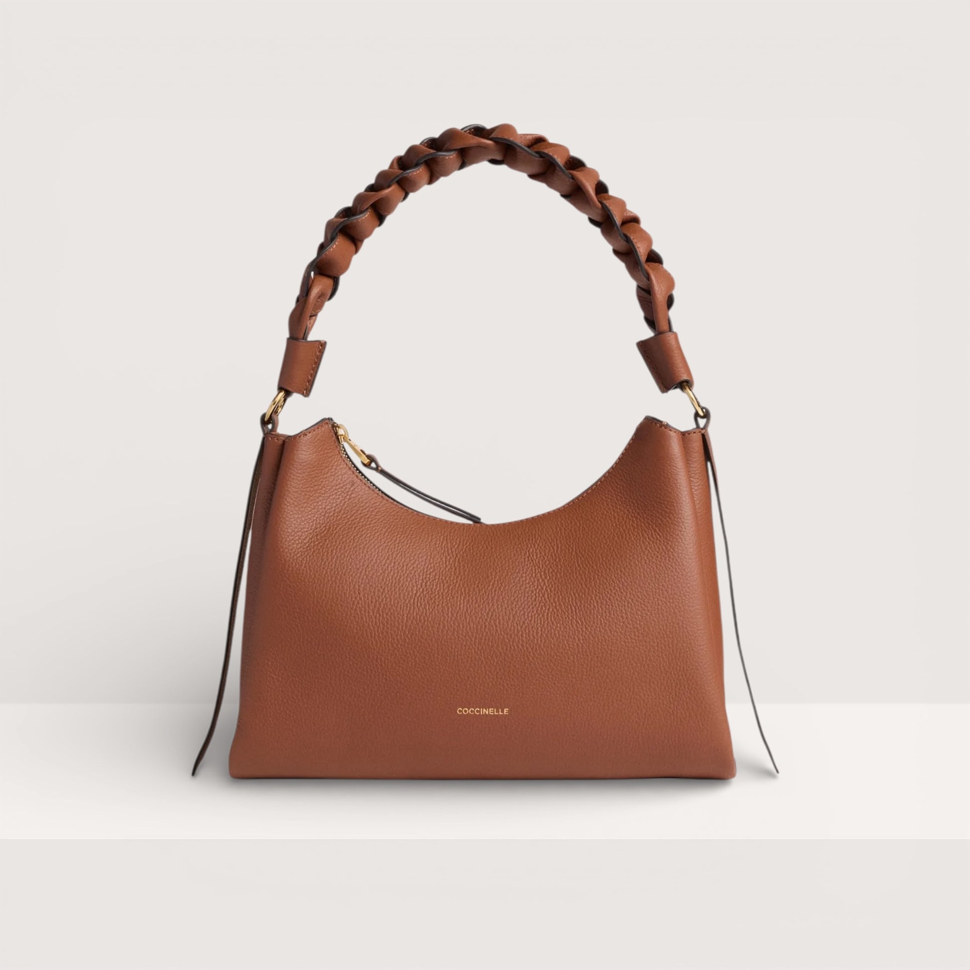 Коричнева італійська шкіряна жіноча сумка Coccinelle Boheme Small Grana Double E1 M50 13 03 01 682