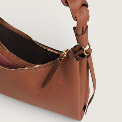 Коричнева італійська шкіряна жіноча сумка Coccinelle Boheme Small Grana Double E1 M50 13 03 01 682