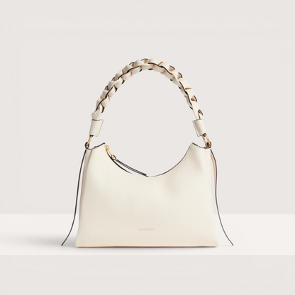 Біла італійська шкіряна жіноча сумка Coccinelle Boheme Small Grana Double E1 M50 13 03 01 685