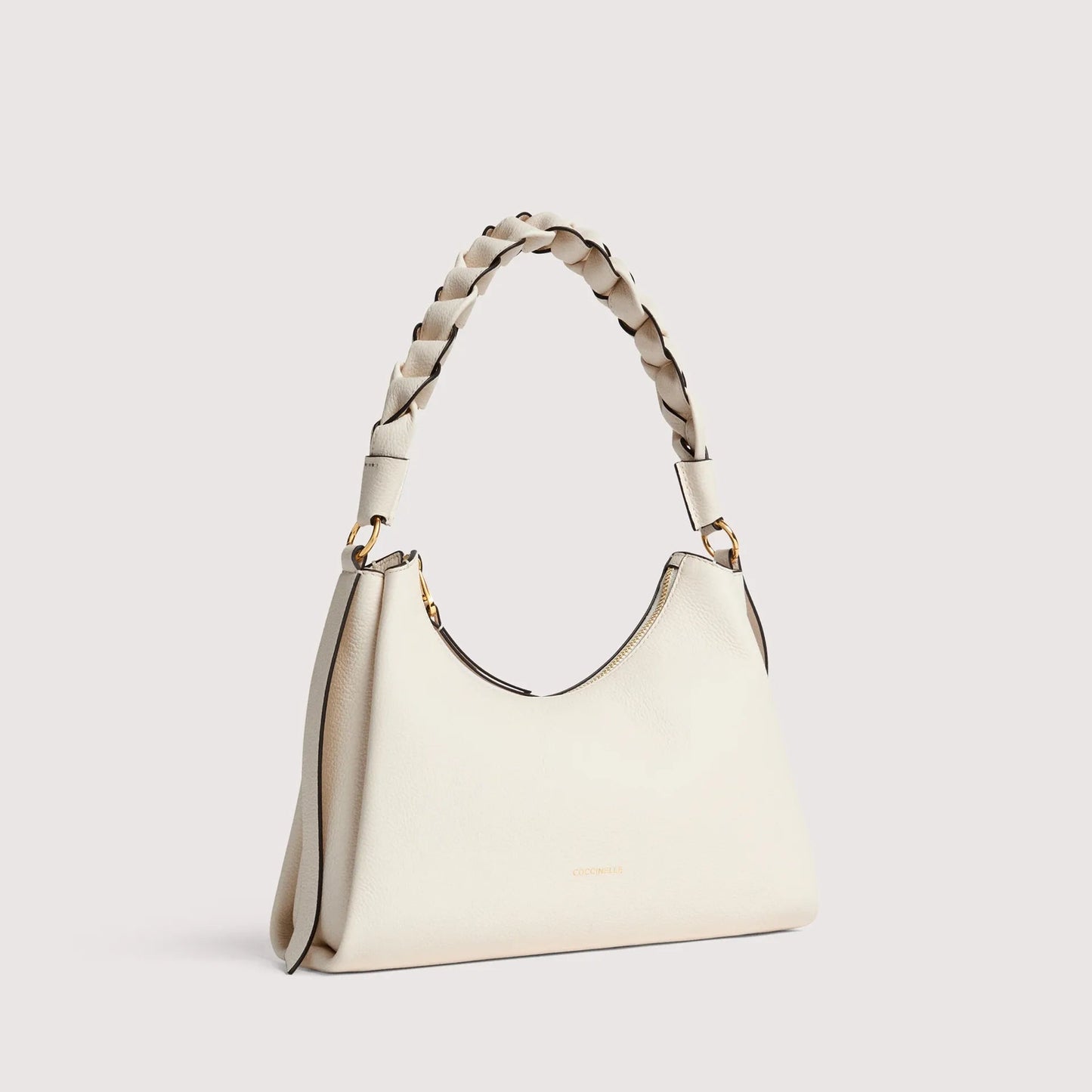 Біла італійська шкіряна жіноча сумка Coccinelle Boheme Small Grana Double E1 M50 13 03 01 685