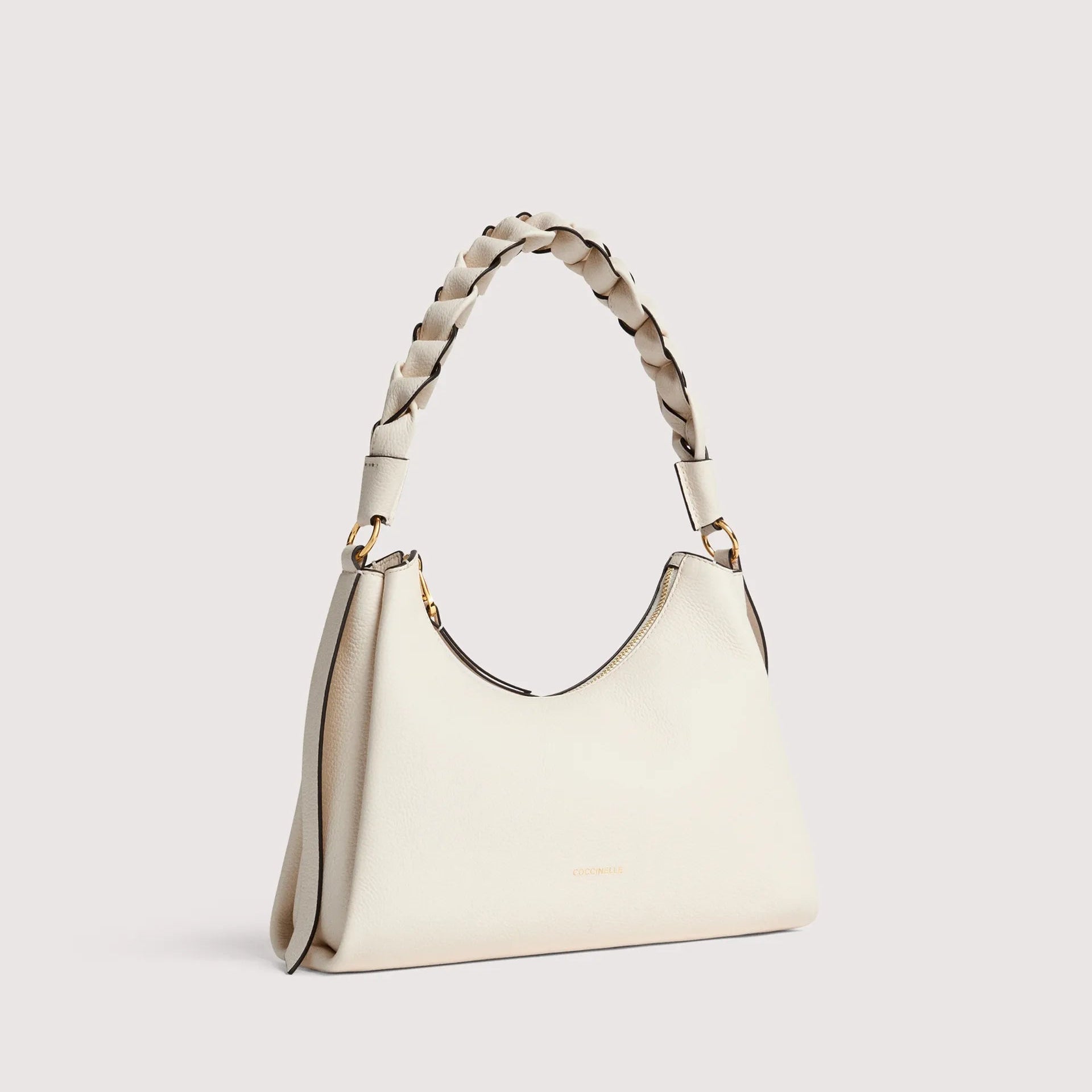 Біла італійська шкіряна жіноча сумка Coccinelle Boheme Small Grana Double E1 M50 13 03 01 685