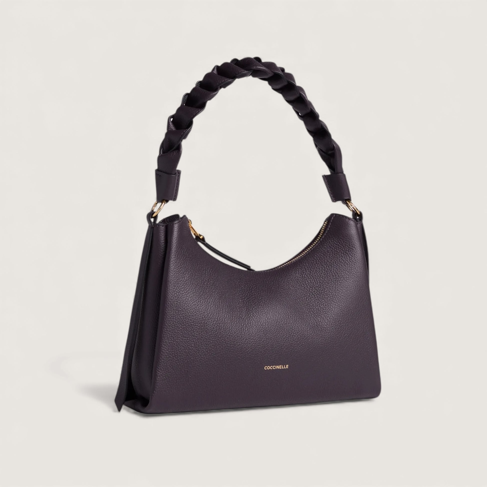 Сливова італійська шкіряна жіноча сумка Coccinelle Boheme Small Grana Double E1 M50 13 03 01 738
