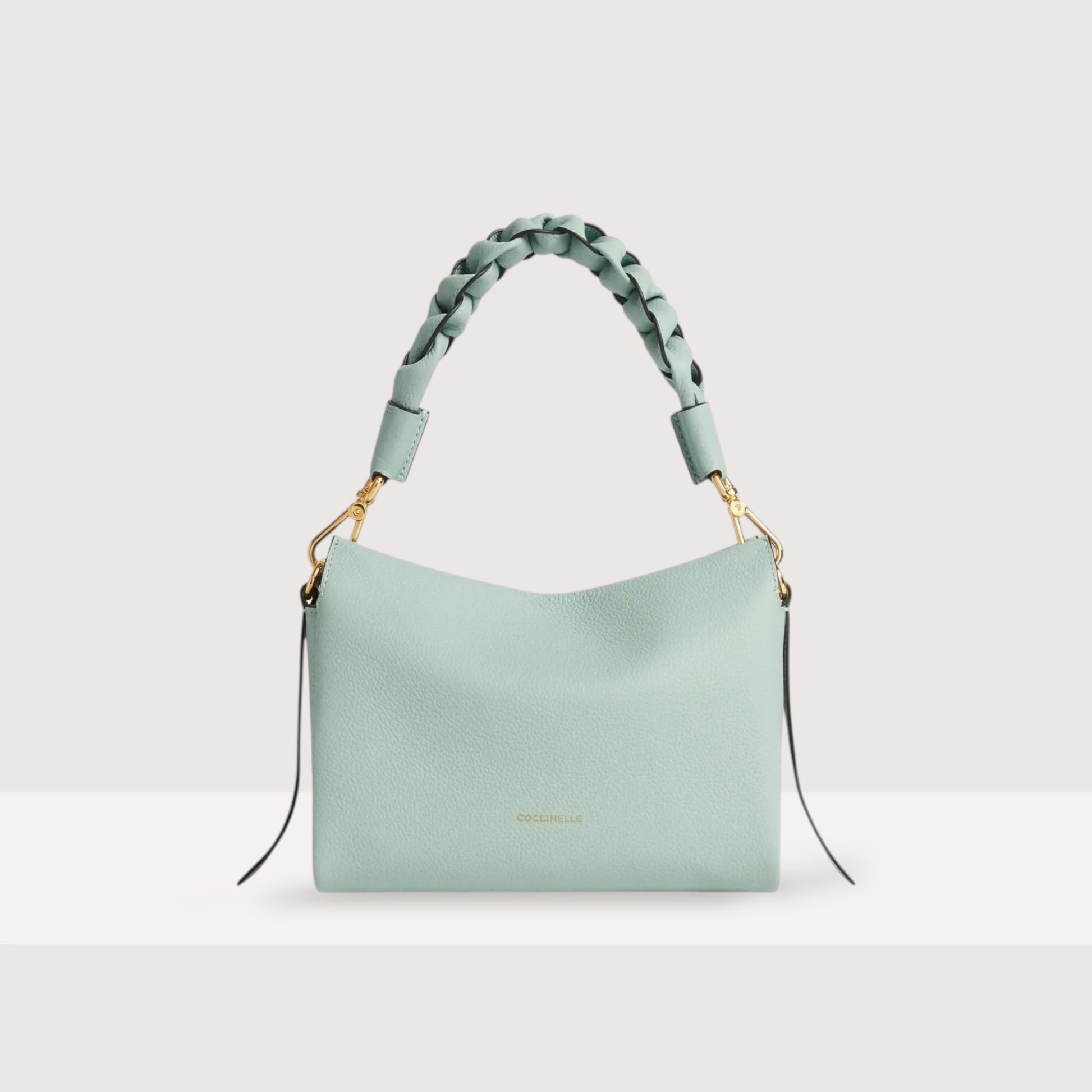 Блакитна італійська шкіряна жіноча сумка Coccinelle Boheme Small Grana Double E1 M50 58 01 01 756