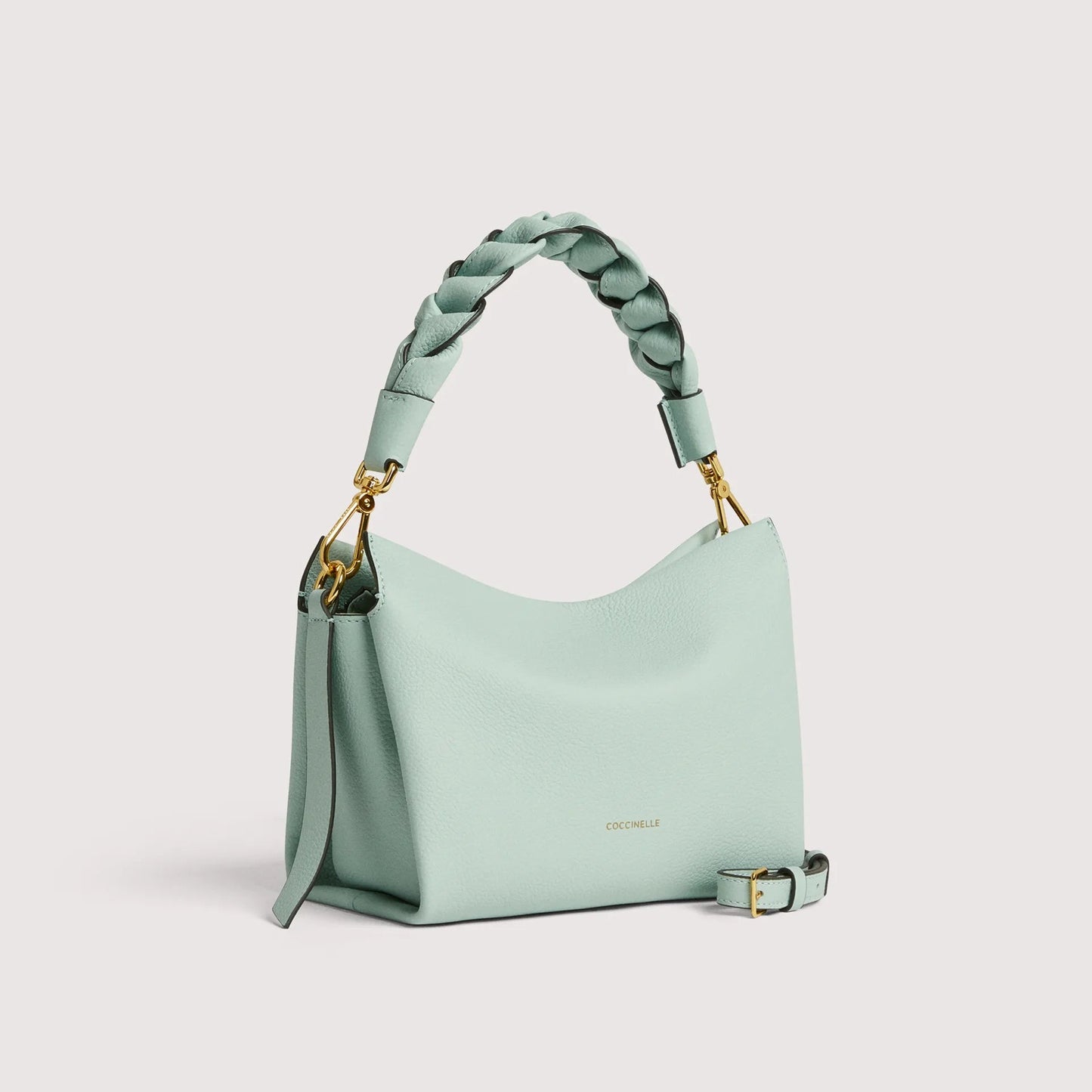 Блакитна італійська шкіряна жіноча сумка Coccinelle Boheme Small Grana Double E1 M50 58 01 01 756