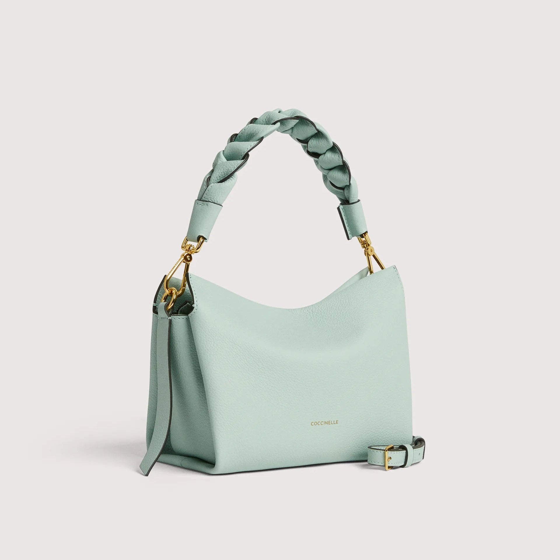 Блакитна італійська шкіряна жіноча сумка Coccinelle Boheme Small Grana Double E1 M50 58 01 01 756