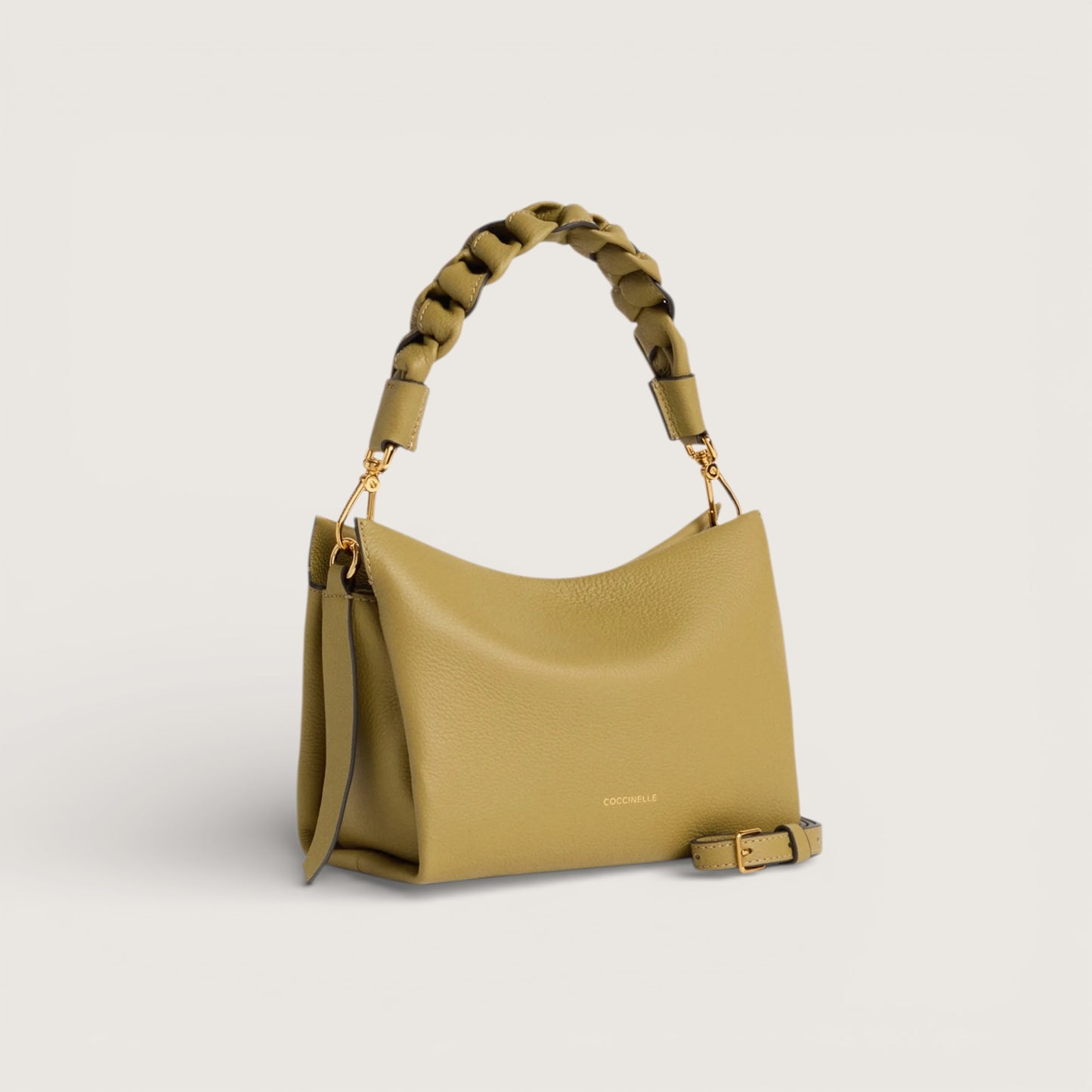 Оливкова італійська шкіряна жіноча сумка Coccinelle Boheme Grana Double E1 M50 58 01 01 776