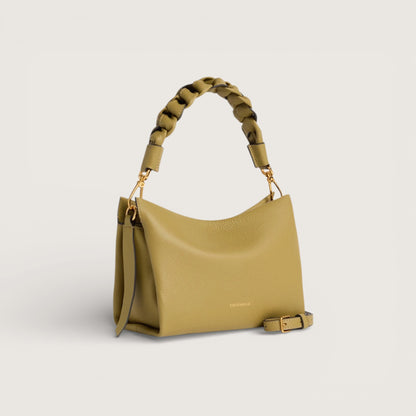 Оливкова італійська шкіряна жіноча сумка Coccinelle Boheme Grana Double E1 M50 58 01 01 776