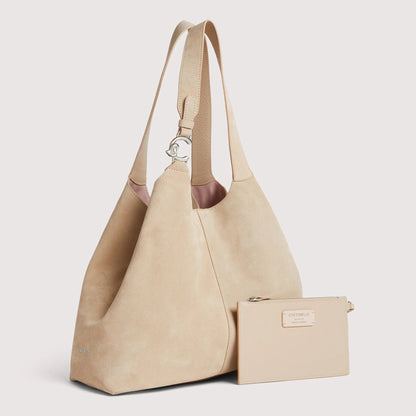 Пісочна італійська шкіряна жіноча сумка Coccinelle C-Easy Large E1 THE 11 01 01 N64