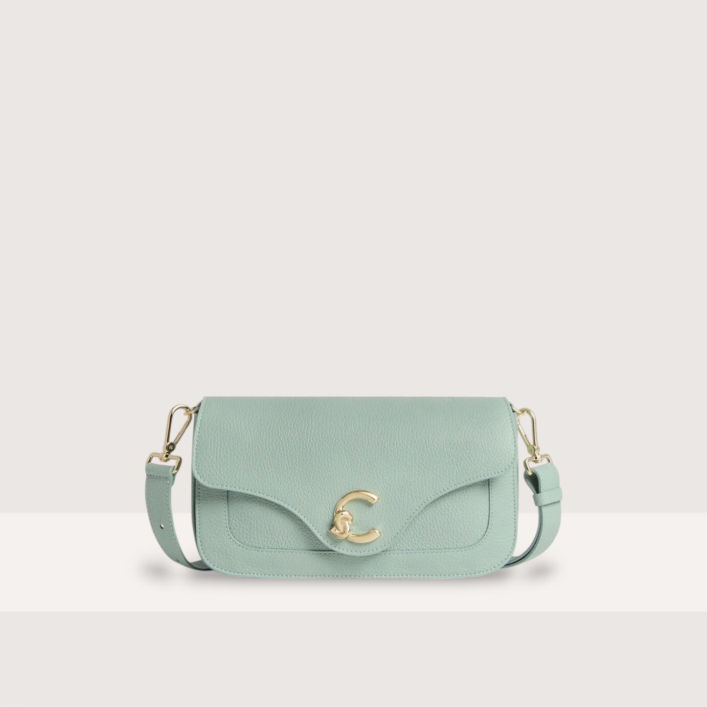 Блакитна італійська шкіряна жіноча сумка Coccinelle C-Me Medium E1 SSL 12 03 01 B33