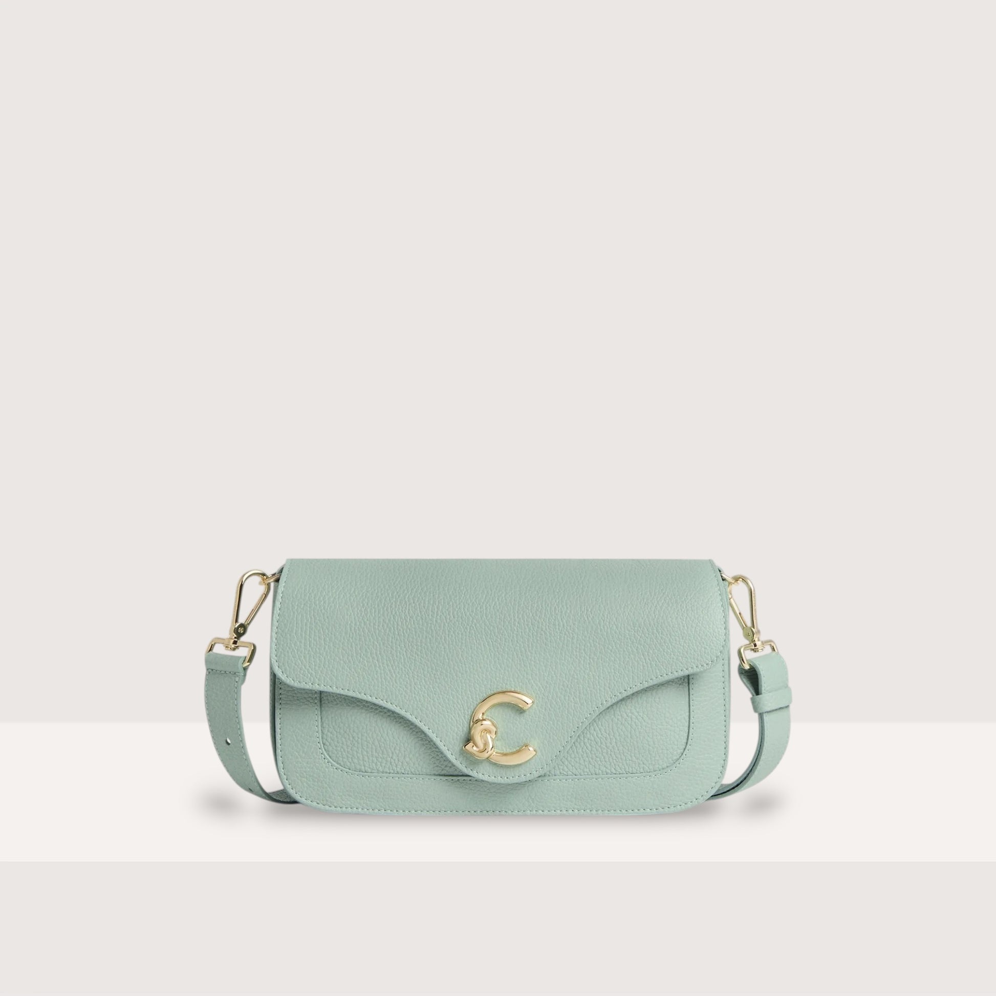 Блакитна італійська шкіряна жіноча сумка Coccinelle C-Me Medium E1 SSL 12 03 01 B33