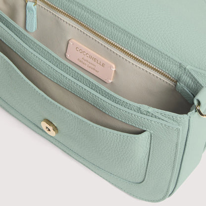 Блакитна італійська шкіряна жіноча сумка Coccinelle C-Me Medium E1 SSL 12 03 01 B33