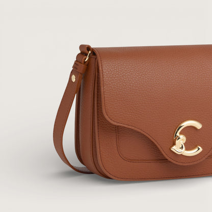 Коричнева італійська шкіряна жіноча сумка Coccinelle C-Me Small E1 SSL 15 01 01 W11