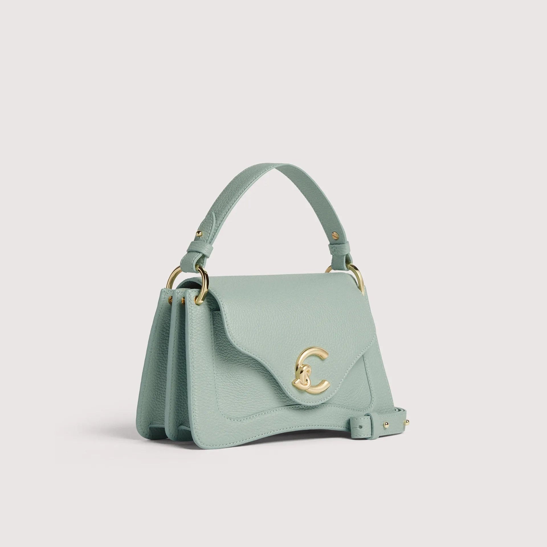 Блакитна італійська шкіряна жіноча сумка Coccinelle C-Me Small E1 SSL 18 02 01 B33