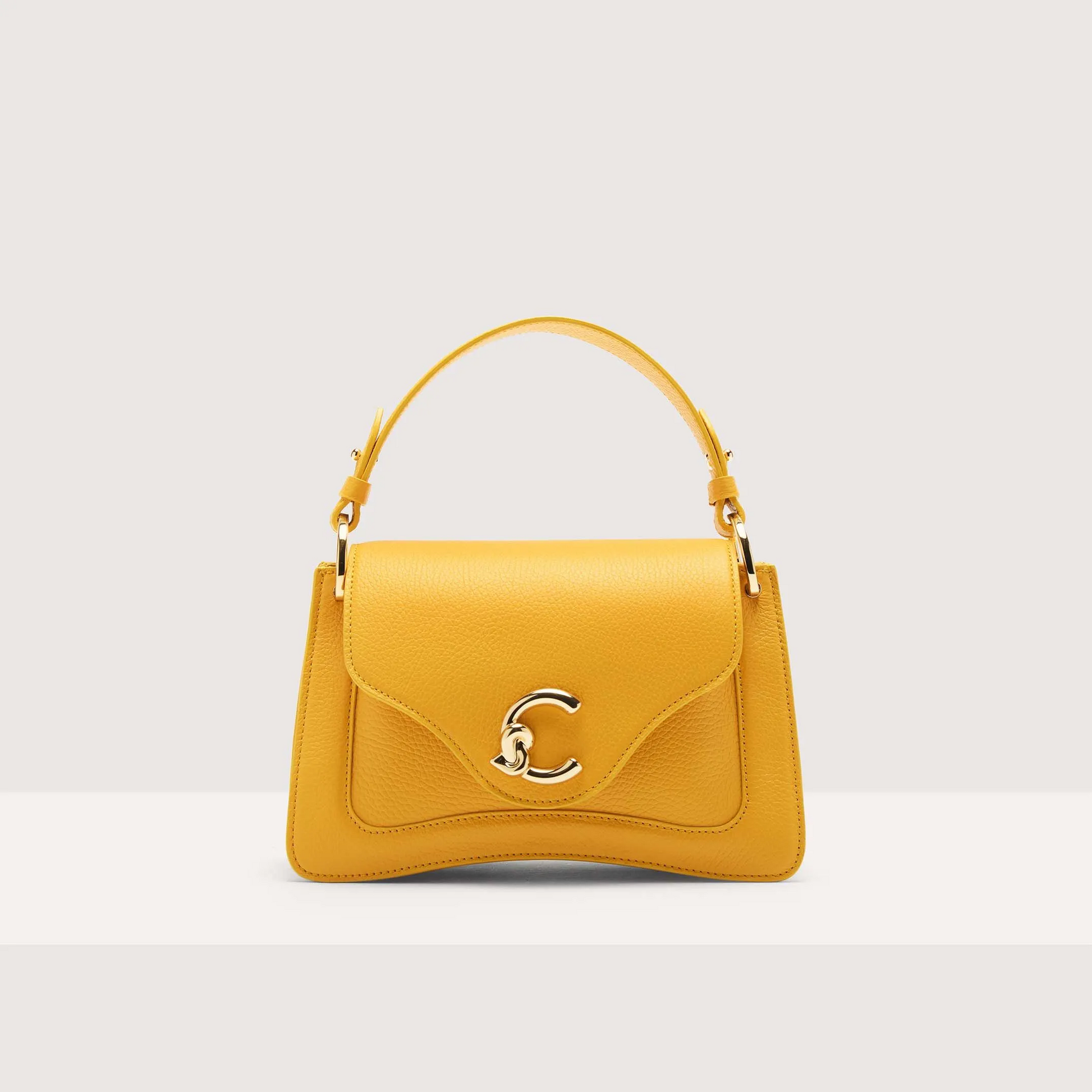 Жовта італійська шкіряна жіноча сумка Coccinelle C-Me Small E1 SSL 18 02 01 J19