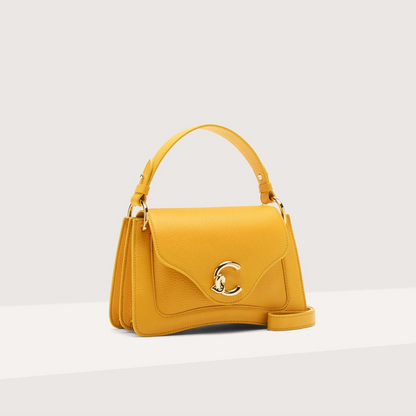 Жовта італійська шкіряна жіноча сумка Coccinelle C-Me Small E1 SSL 18 02 01 J19