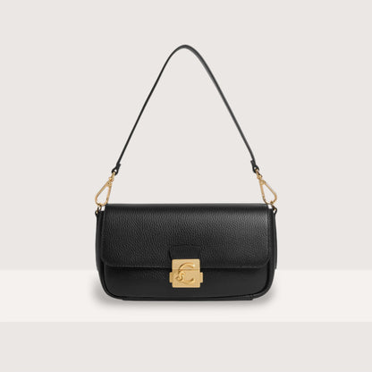 Чорна італійська шкіряна жіноча сумка Coccinelle C-Me Lock Medium E1 U4K 12 02 01 001