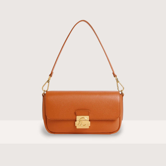 Помаранчева італійська шкіряна жіноча сумка Coccinelle C-Me Lock Medium E1 U4K 12 02 01 R41