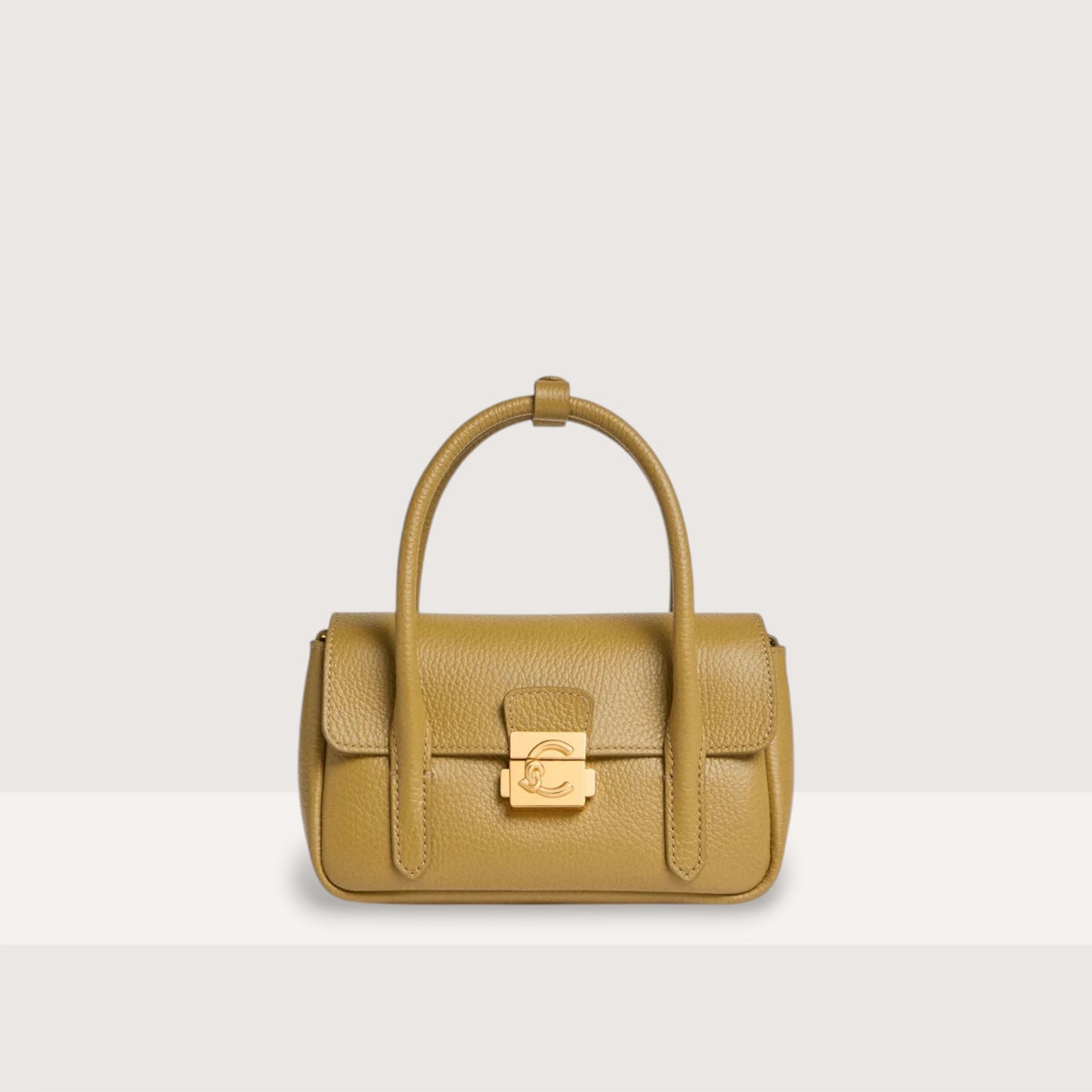 Оливкова італійська шкіряна жіноча сумка Coccinelle C-Me Lock E5 U4K 58 01 01 G43