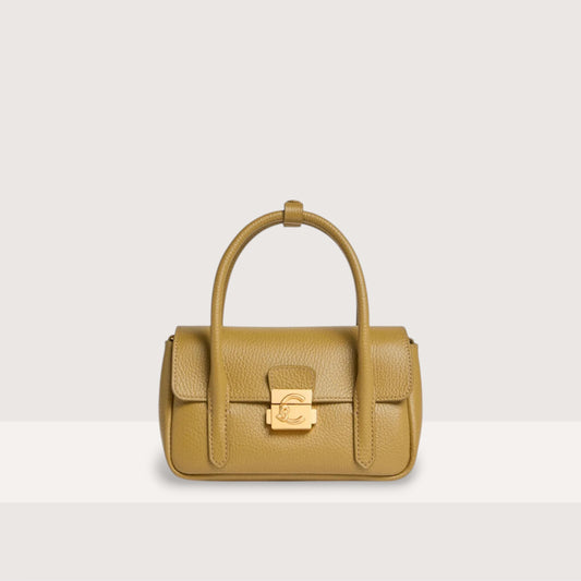 Оливкова італійська шкіряна жіноча сумка Coccinelle C-Me Lock E5 U4K 58 01 01 G43