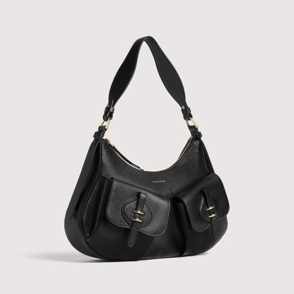 Чорна італійська шкіряна жіноча сумка Coccinelle Mavery Pocket Medium E1 VGK 12 01 01 001
