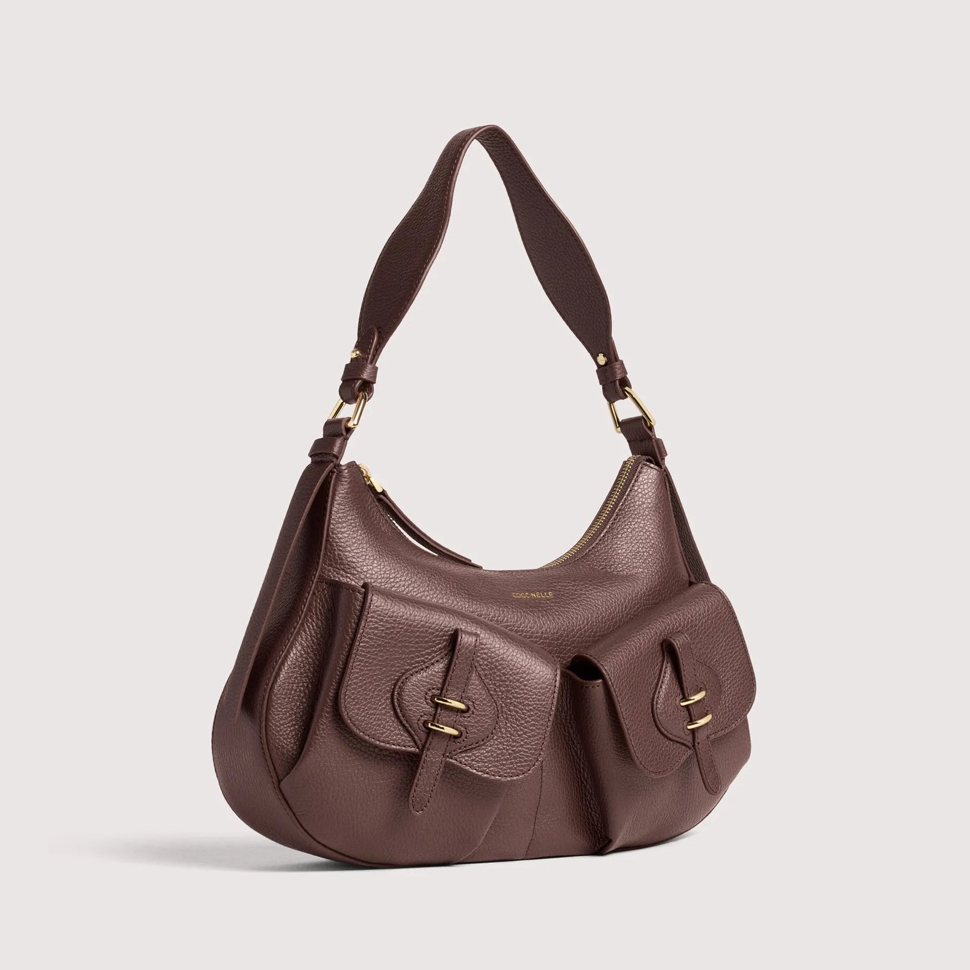 Італійська шкіряна жіноча сумка Coccinelle Mavery Pocket Medium E1 VGK 12 01 01 R49 кольору бургунді