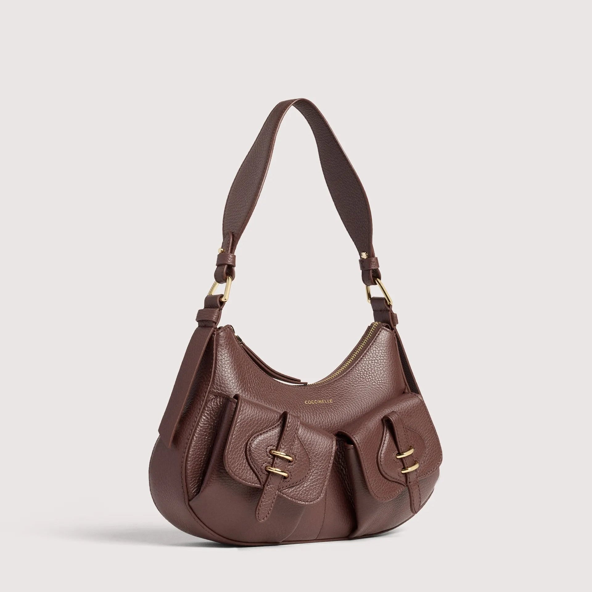 Італійська шкіряна жіноча сумка Coccinelle Mavery Pocket Small E1 VGK 12 02 01 R49 кольору бургунді