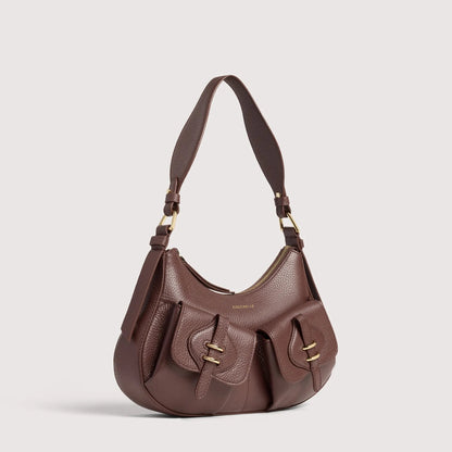 Італійська шкіряна жіноча сумка Coccinelle Mavery Pocket Small E1 VGK 12 02 01 R49 кольору бургунді