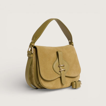 Оливкова італійська шкіряна жіноча сумка Coccinelle Mavery Suede Bi E1 U7H 18 02 01 G43