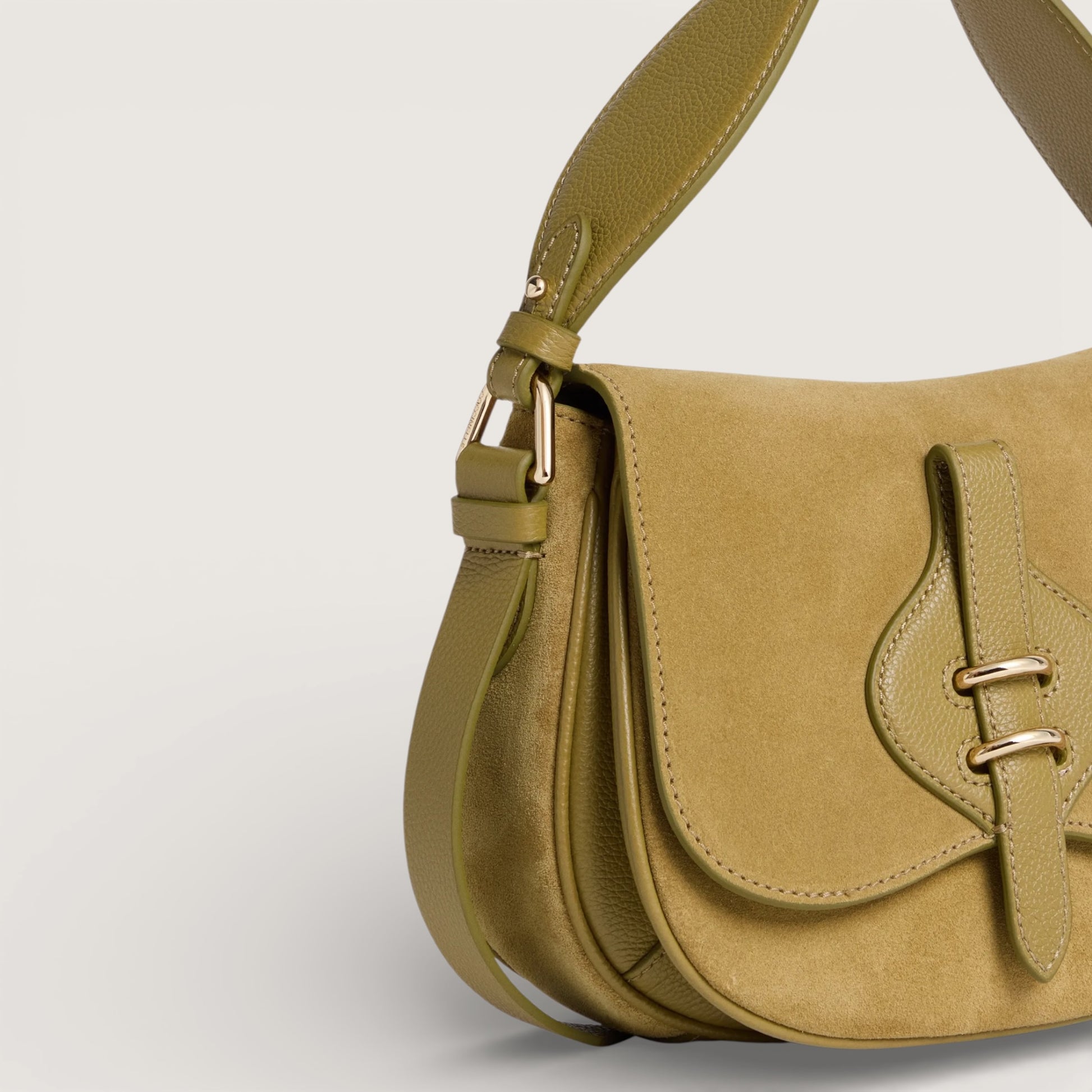 Оливкова італійська шкіряна жіноча сумка Coccinelle Mavery Suede Bi E1 U7H 18 02 01 G43