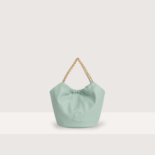 Ментолова італійська шкіряна жіноча сумка Coccinelle Smash E5 U5F 58 01 01 B33