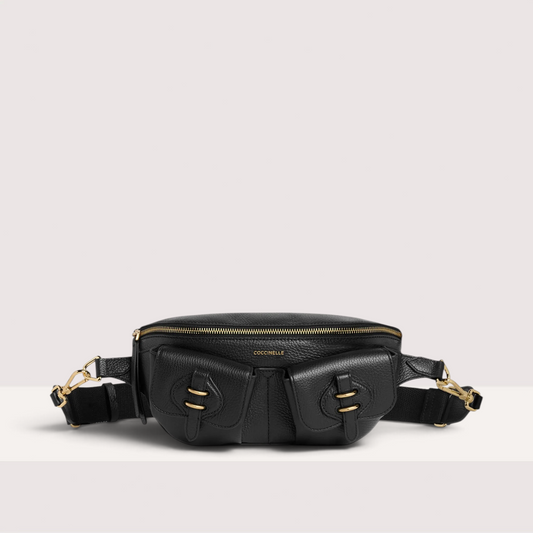 Чорна італійська шкіряна жіноча сумка Coccinelle Mavery Pocket Small Pocket E1 VGK 17 01 01 001