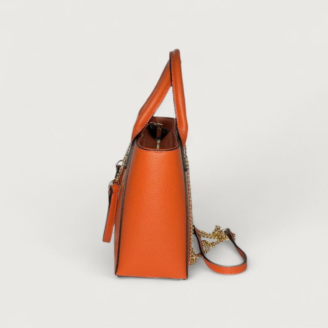Помаранчева італійська шкіряна жіноча сумка Piumelli Clarissa letterine bag D35 Dark Orange