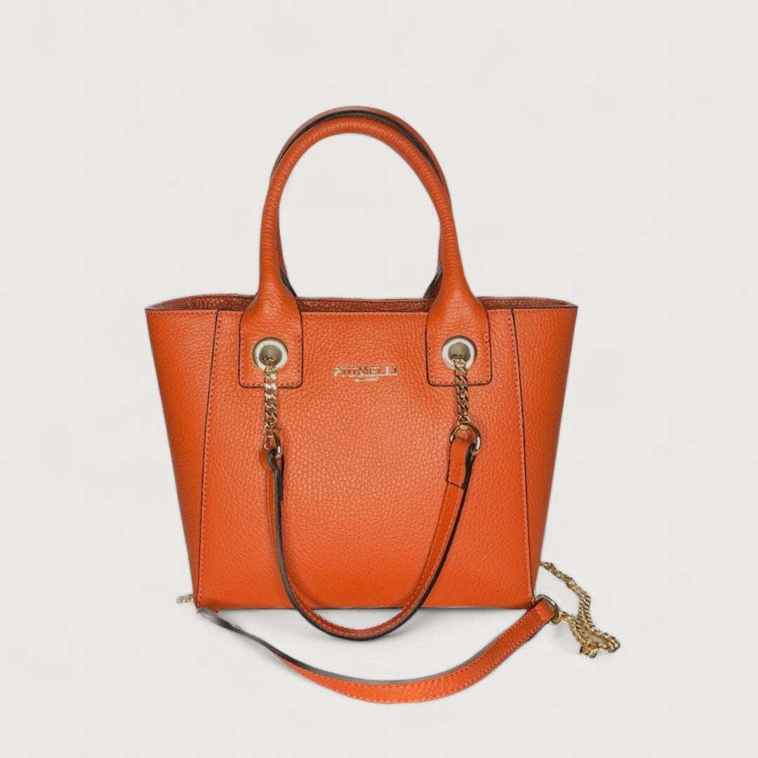 Помаранчева італійська шкіряна жіноча сумка Piumelli Clarissa letterine bag D35 Dark Orange
