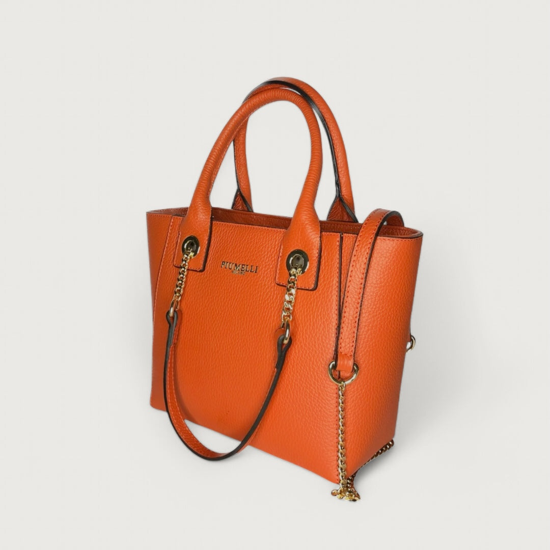 Помаранчева італійська шкіряна жіноча сумка Piumelli Clarissa letterine bag D35 Dark Orange