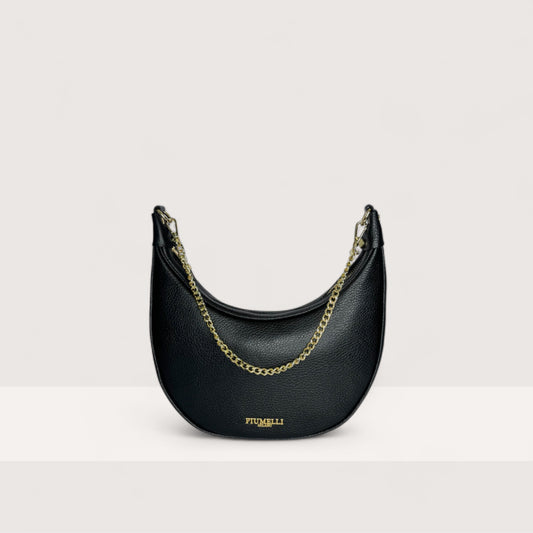 Чорна італійська шкіряна жіноча сумка Piumelli Conelie M Bag, D28 Black