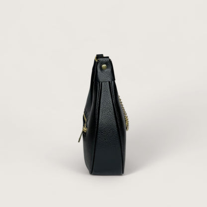 Чорна італійська шкіряна жіноча сумка Piumelli Conelie M Bag, D28 Black