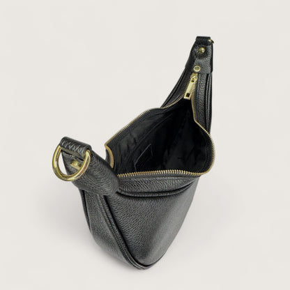 Чорна італійська шкіряна жіноча сумка Piumelli Conelie M Bag, D28 Black