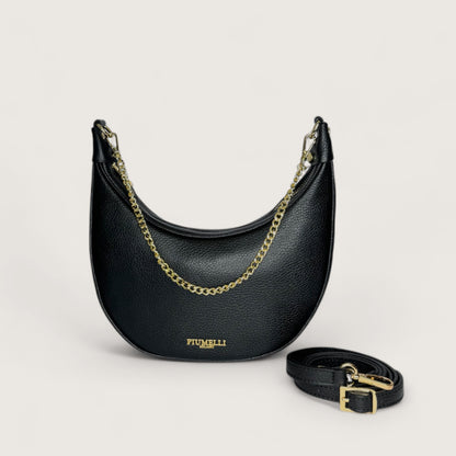 Чорна італійська шкіряна жіноча сумка Piumelli Conelie M Bag, D28 Black