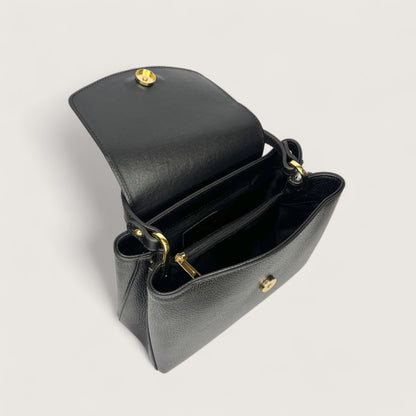 Чорна італійська шкіряна жіноча сумка Piumelli Elysia Bag, D28 Black