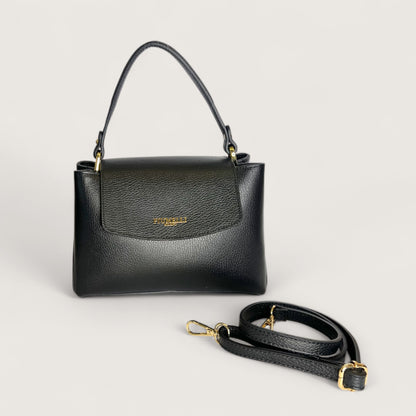 Чорна італійська шкіряна жіноча сумка Piumelli Elysia Bag, D28 Black