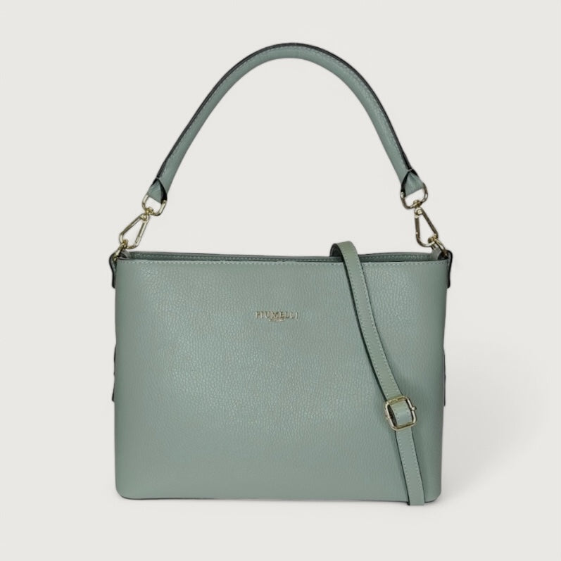 Ментолова італійська шкіряна жіноча сумка Piumelli Grazia D96 Mint