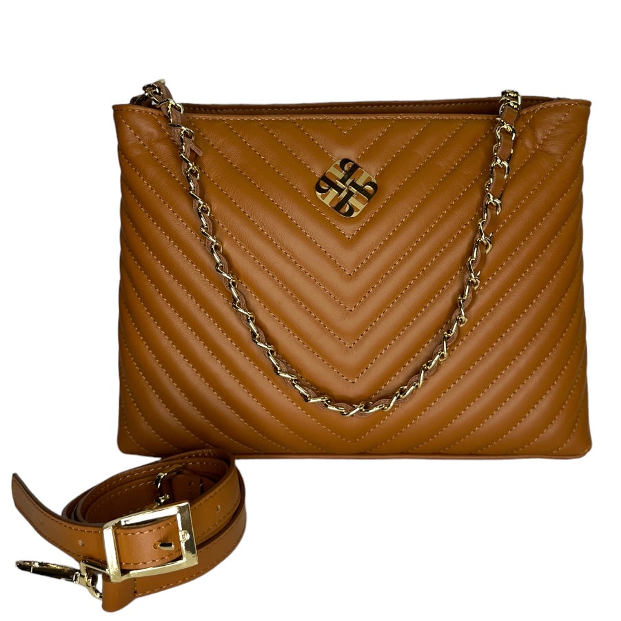 Коричнева італійська шкіряна жіноча сумка Piumelli Harper Bag , S44 Tobacco