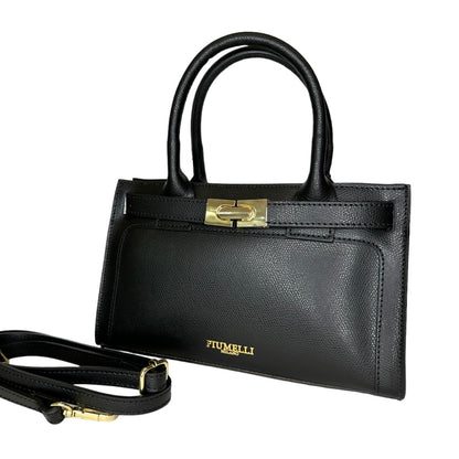 Чорна італійська шкіряна жіноча сумка Piumelli Ira P636 Black