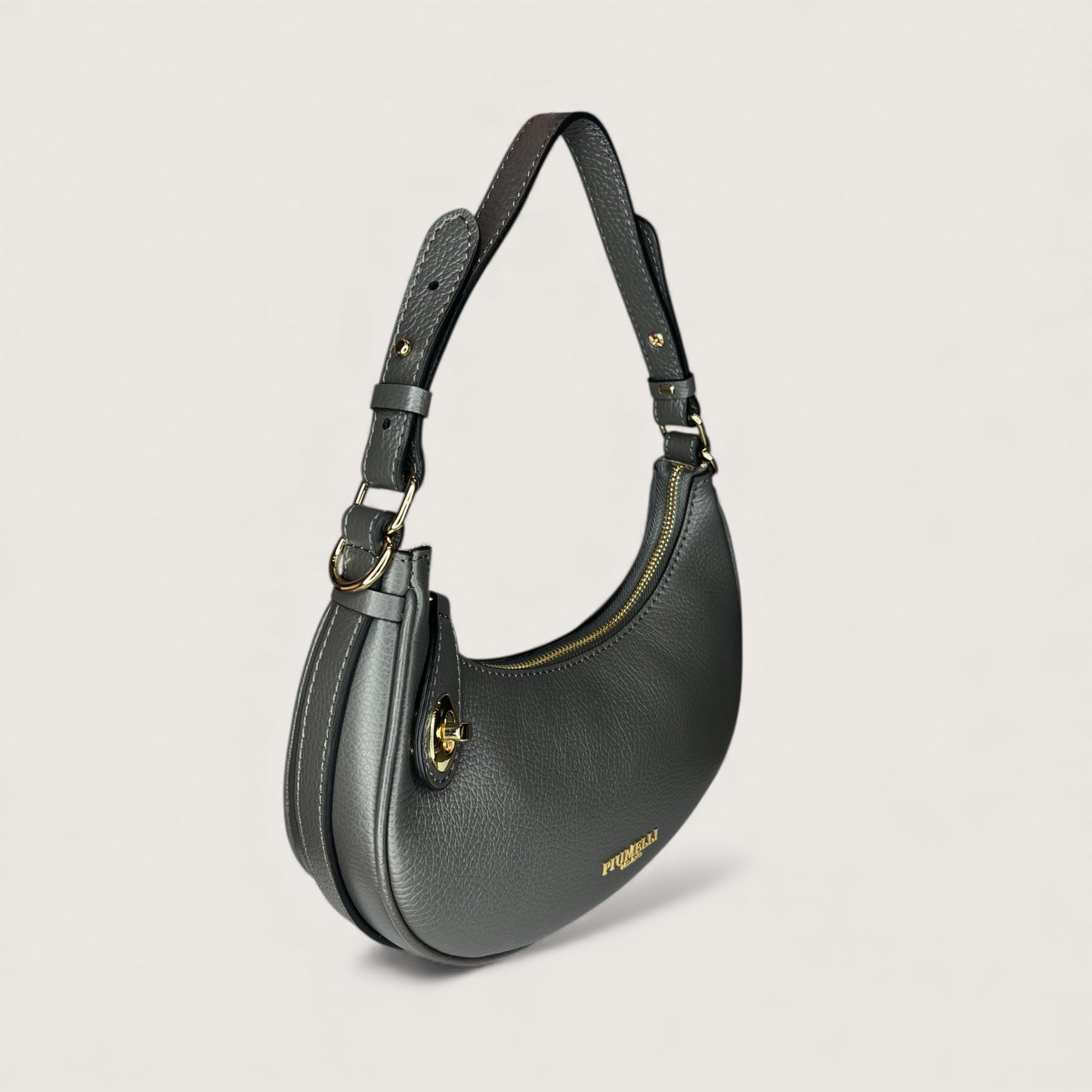 Графітова італійська шкіряна жіноча сумка Piumelli Kimberly D27 Dark Grey